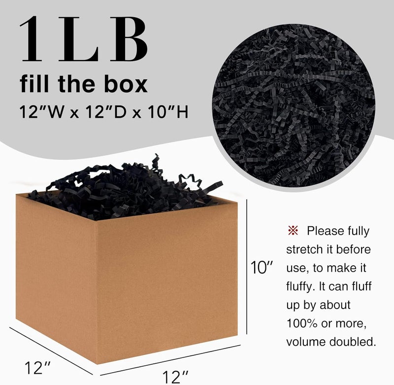 Corlcol 1LB Crinkle Cut Paper Shred Filler for Gift Box Bag and Basket On Holidays (Black) - Image 2